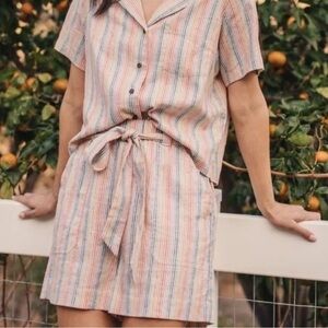 NWOT Marine Layer Karleigh belted shorts in rainbow stripe - size small